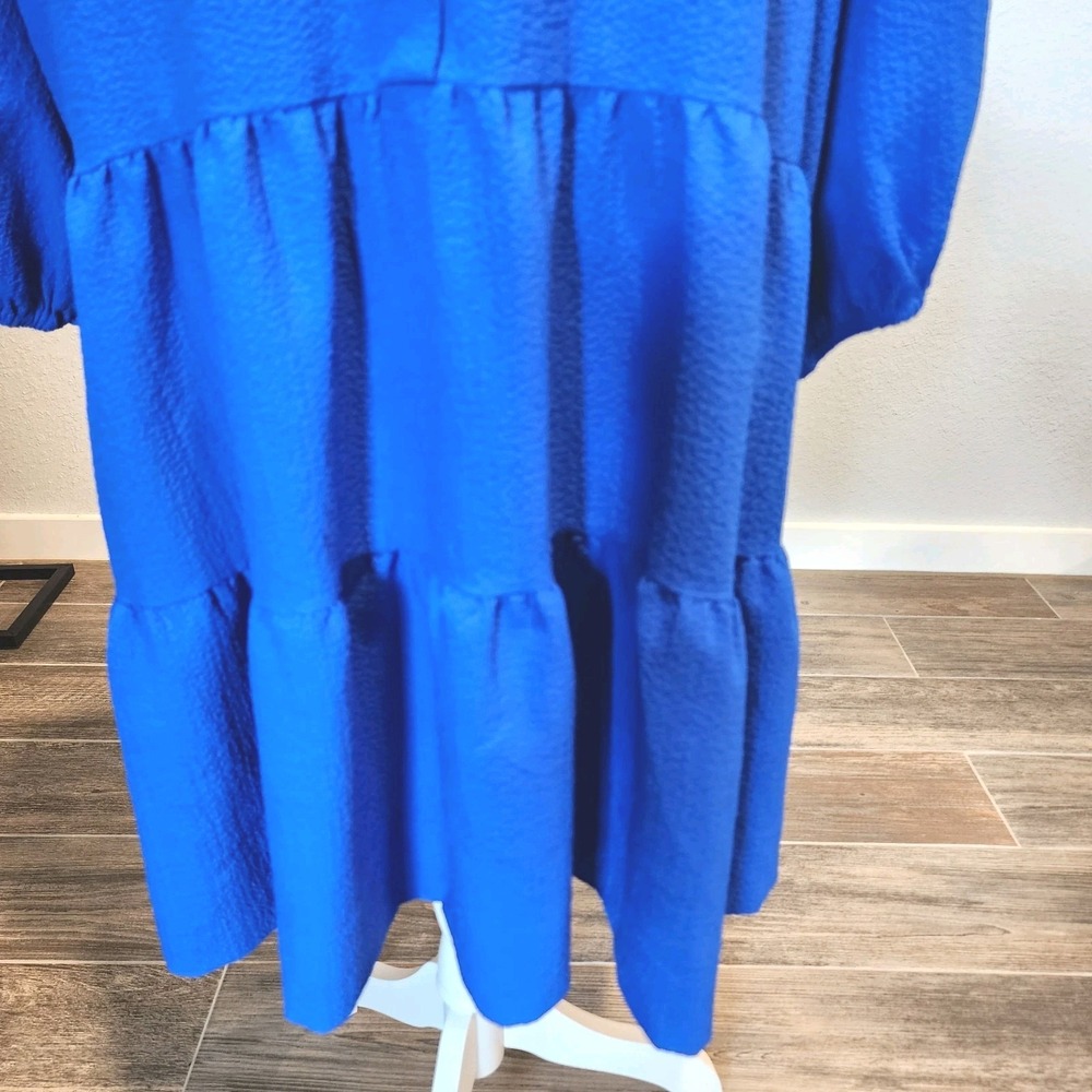 DKNY Dress Womens 12 Royal Blue Tiered Pockets Stretch‎ Prairie Feminine Flowy - Picture 7 of 11